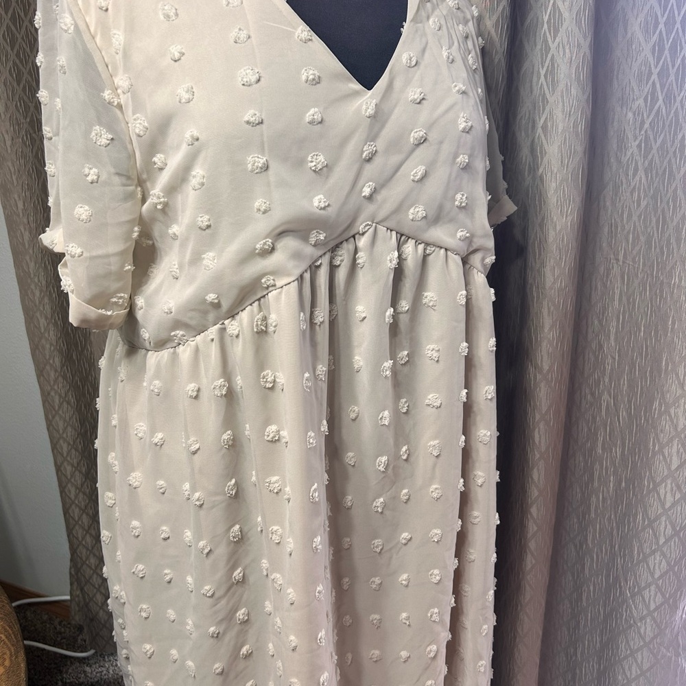 HBEYYTO WOMENS Cream Textured‎ Women Dress 2XL